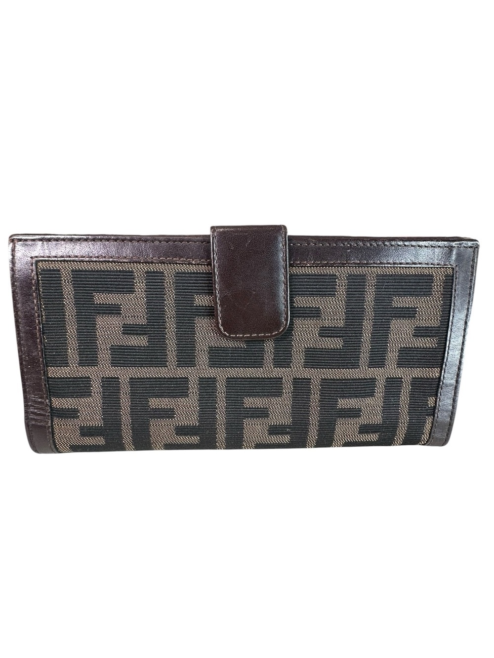 Fendi Zucca Brown FF Logo Continental Wallet